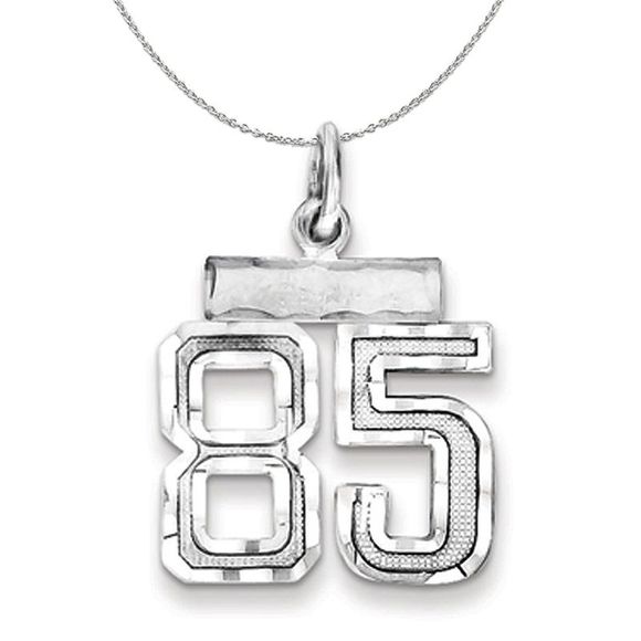 Silver Varsity Collection Small D/C Number 85 Necklace - 20 In